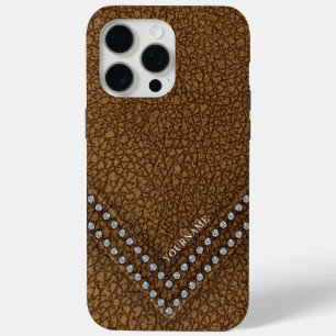 Faux Leather with Rhinstones iPhone 15 Pro Max Case