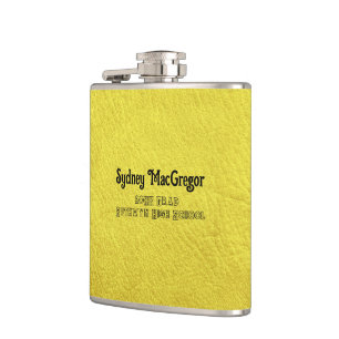 Faux Leather Yellow Daughter Grad Gift Hip Flask