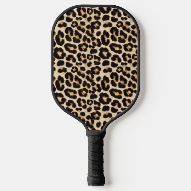Faux Leopard Fur Snazzy Pickleball Paddle (Front)