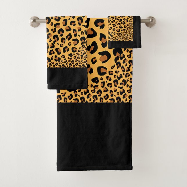 Faux Leopard Print Exotic  Bath Towel Set (Insitu)