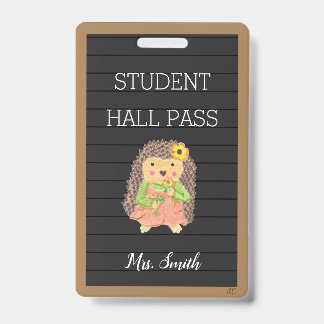 Faux Letter Board Girl Hedgehog Bathroom Hall Pass ID Badge