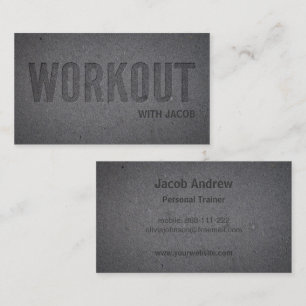 Faux Letterpress Deboss Workout Fitness Trainer Business Card