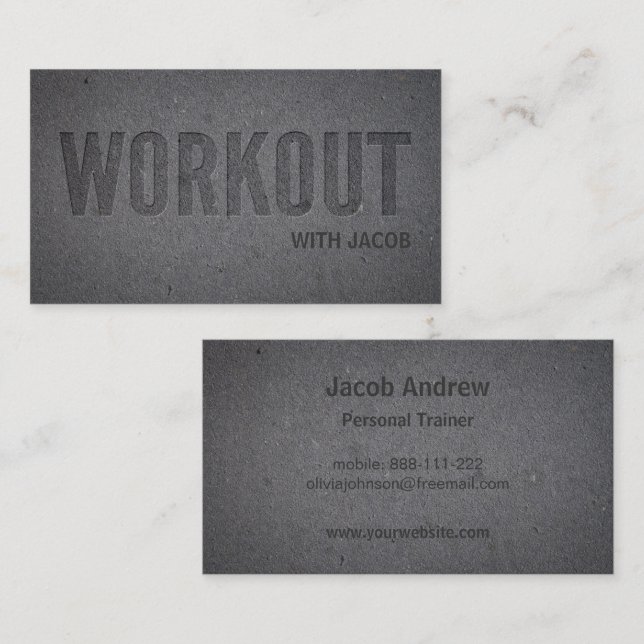 Faux Letterpress Deboss Workout Fitness Trainer Business Card (Front/Back)