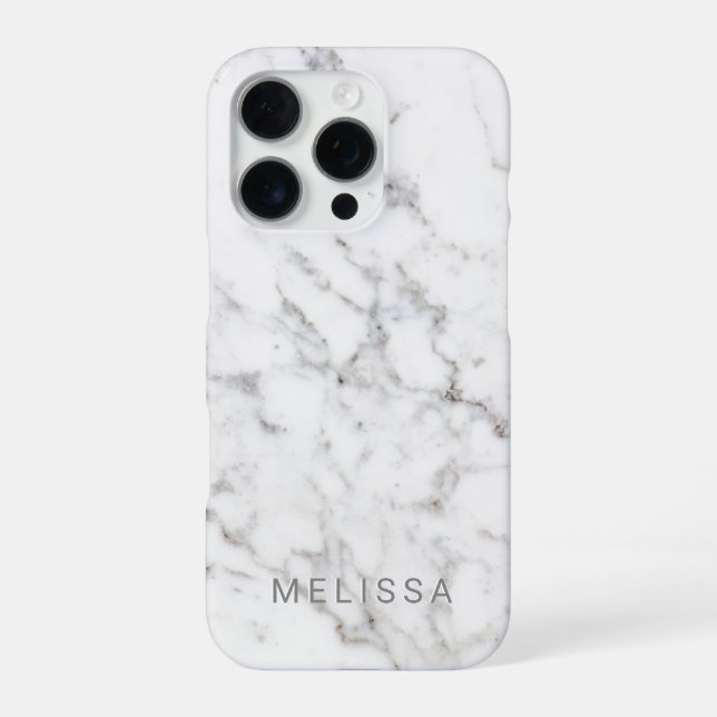 Faux Light Marble Texture Look-like & Custom Text iPhone Case (Back)