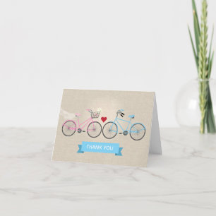 Faux Linen Bicycles Wedding Thank You