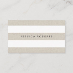 Faux Linen Elegant Stripes Pattern Professional Business Card