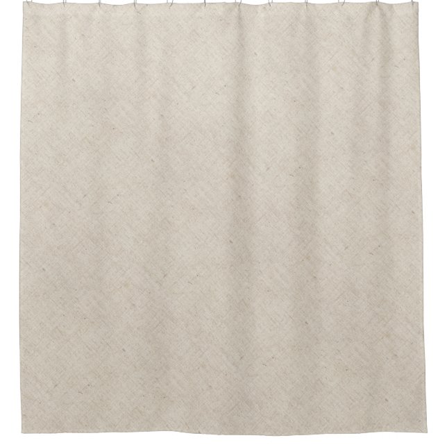 Faux Linen Textured Fabric Beige Shower Curtain (Front)