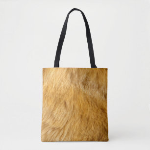 Faux lion fur all over print tote bag