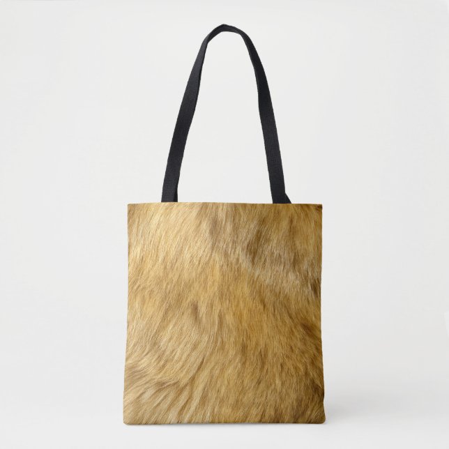Faux lion fur all over print tote bag (Front)