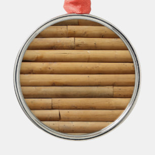 Faux Log Cabin Siding Background Metal Tree Decoration