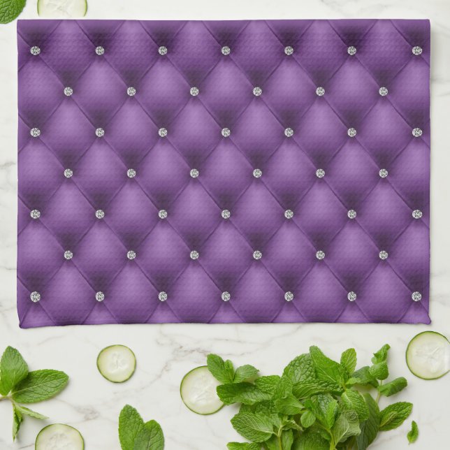 FAUX luxurious leather purple diamante towel (Folded)