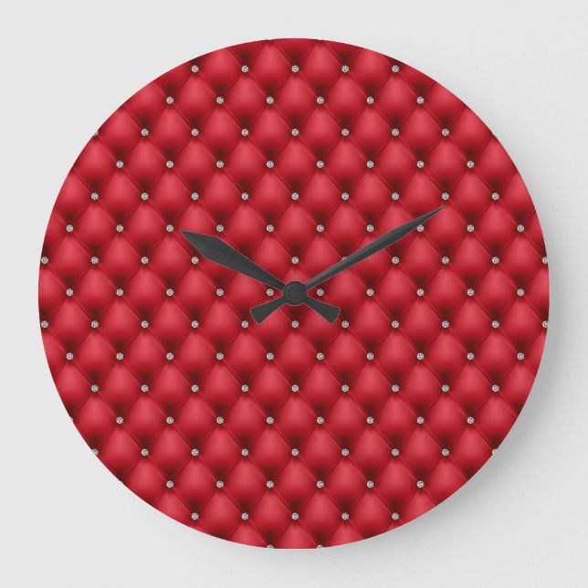 FAUX luxurious leather red wall clock (Front)