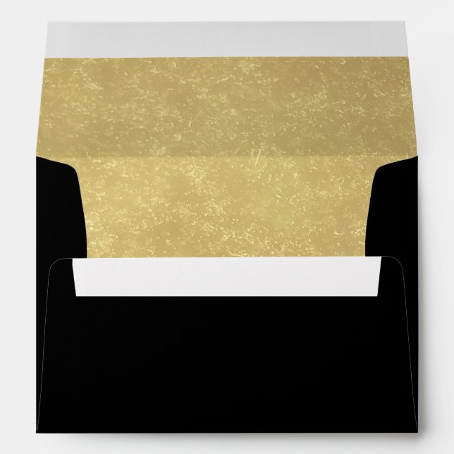 Faux Luxury Gold Black wedding Envelope (Back (Bottom))