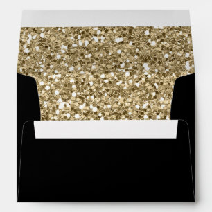 Faux Luxury Gold Black wedding Envelopes