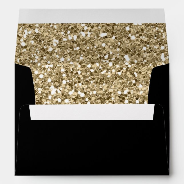 Faux Luxury Gold Black wedding Envelopes (Back (Bottom))