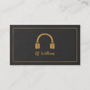 Faux Luxury Gold Headphone DJ Business Card