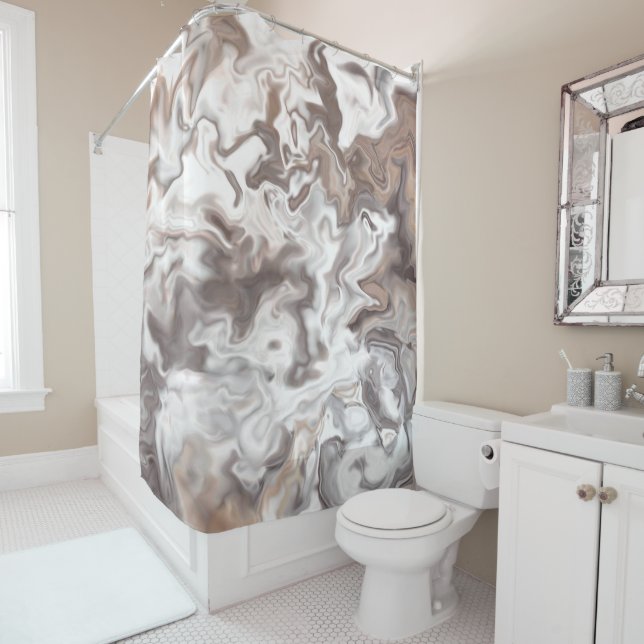 Faux Marble Abstract Shower Curtain (In Situ)