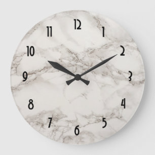 Faux Marble Alabaster Taupe Tan Abstract Large Clock