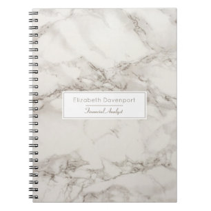 Faux Marble Alabaster Taupe Tan Modern Custom Notebook