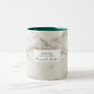 Faux Marble Alabaster Taupe Tan Modern Custom Two-Tone Coffee Mug