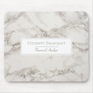 Faux Marble Alabaster Taupe Tan Modern Mouse Mat