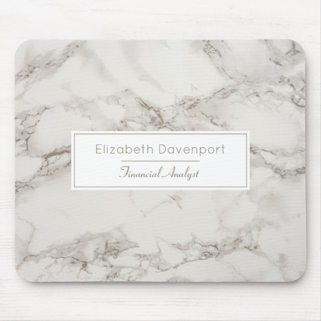 Faux Marble Alabaster Taupe Tan Modern Mouse Mat (Front)