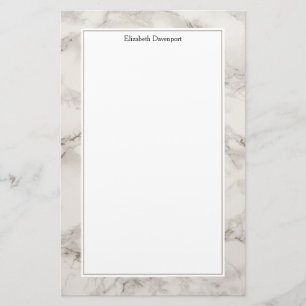 Faux Marble Alabaster Taupe Tan Modern Stationery