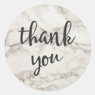 Faux Marble Alabaster Taupe Tan Modern Thank You Classic Round Sticker