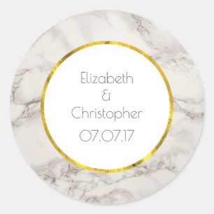 Faux Marble Alabaster Taupe Tan Modern Wedding Classic Round Sticker
