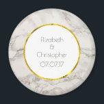 Faux Marble Alabaster Taupe Tan Modern Wedding Magnet<br><div class="desc">A personalised wedding memento magnet with an elegant FAUX marble alabaster background texture. Taupe / tan and cream colours blending together,  creating interesting patterns for a classy modern look. Personalise with your names and wedding date inside a white circle with a FAUX gold foil border.</div>