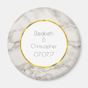 Faux Marble Alabaster Taupe Tan Modern Wedding Magnet