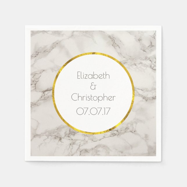 Faux Marble Alabaster Taupe Tan Modern Wedding Napkin (Front)