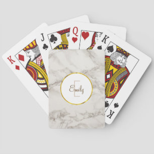 Faux Marble Alabaster Taupe Tan Monongram Playing Cards