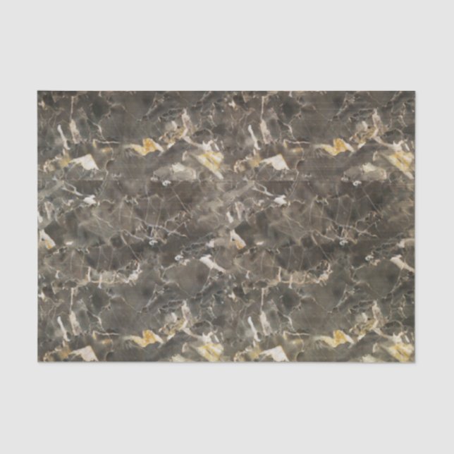 Faux Marble Black Grey Beige Tissue Paper (Front)