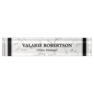 Faux Marble Black Stripe Office Nameplate