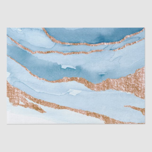 Faux Marble Blue Gold Wrapping,  Decoupage, Craft Tissue Paper (Front)