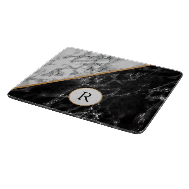 Faux Marble Cutting Board Monogram Your Letter (Corner)