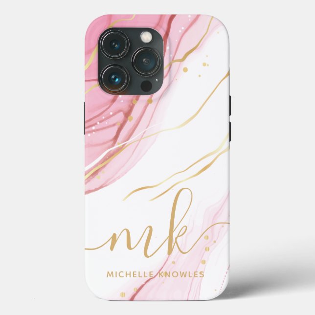 Faux Marble Geode Monogram and Name Case-Mate iPhone Case (Back)