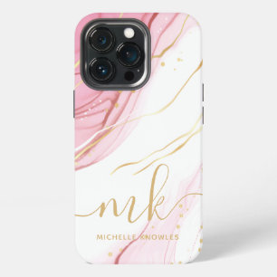 Faux Marble Geode Monogram and Name iPhone 13 Pro Case