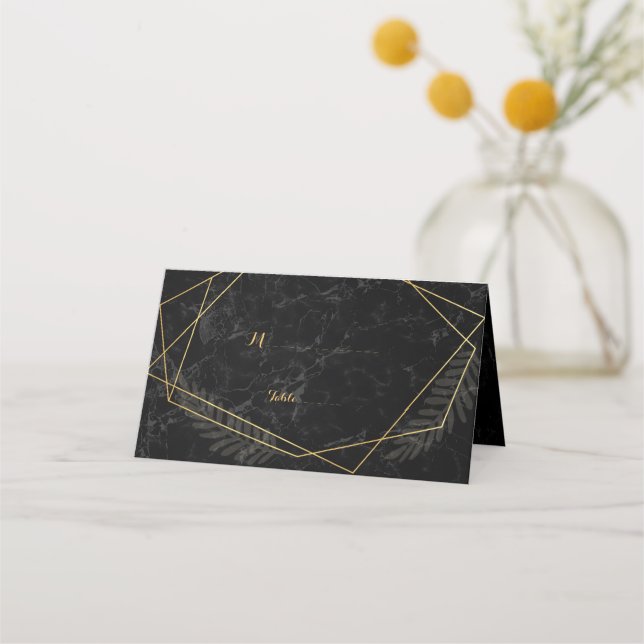 Faux Marble  Geometric Place Card (Front)