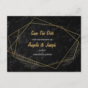 Faux Marble  Geometric Save the Date Announcement Postcard