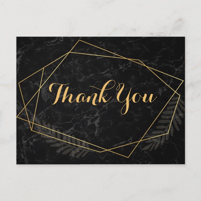 Faux Marble  Geometric Thank you Postcard (Front)