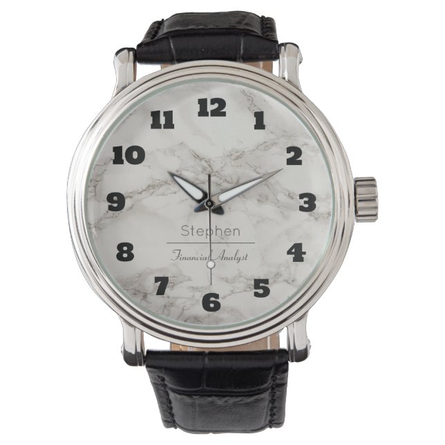 Faux Marble in Taupe Personalised Watch (Front)