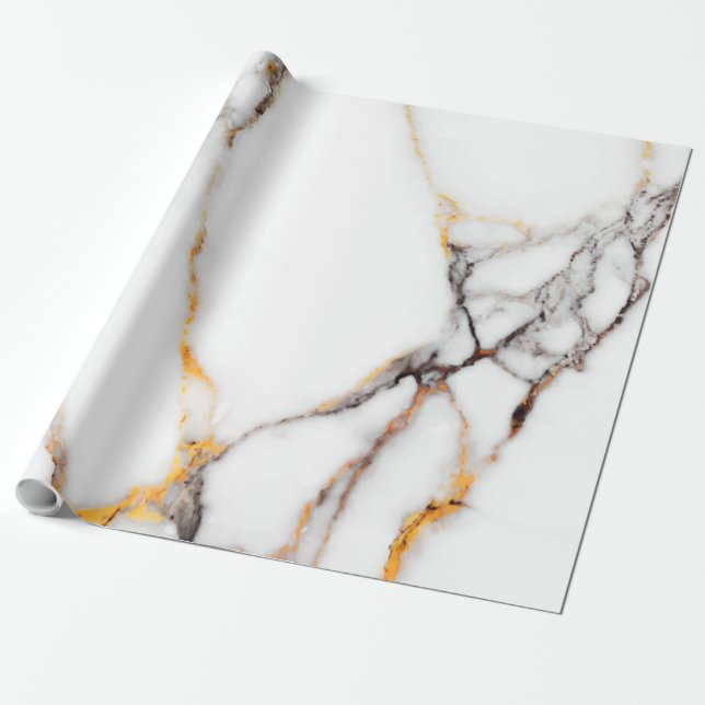 Faux marble in white beige and grey wrapping paper (Unrolled)
