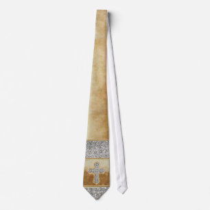 Faux marble look Rhinestone Cross Neck Tie