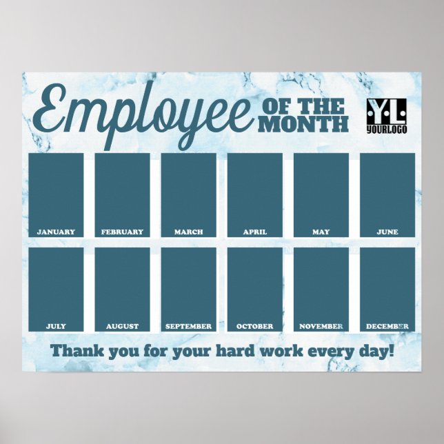 Faux marble photo employee of the month display poster (Front)
