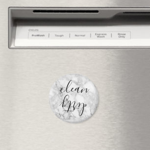 Faux Marble Script Clean Dirty Dishwasher Magnet