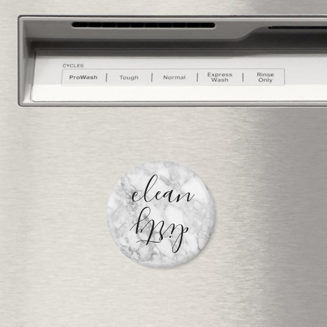 Faux Marble Script Clean Dirty Dishwasher Magnet (In Situ (Dishwasher))
