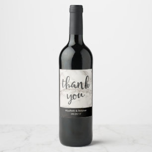 Faux Marble Taupe Modern Thank You Wedding Wine Wine Label