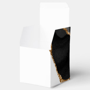 Faux Marbled Agate Black Stylish Stone Luxury Gold Favour Box